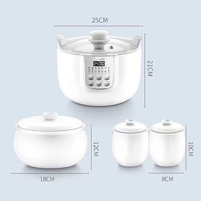 Joyoung White Porclain Slow Cooker 1.8L with 3 Ceramic Inner Containers-1