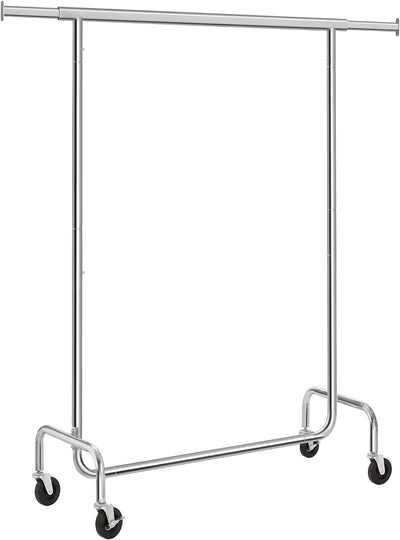 SONGMICS Heavy Duty Clothes Rack on Wheels Metal Chrome Extendable-0