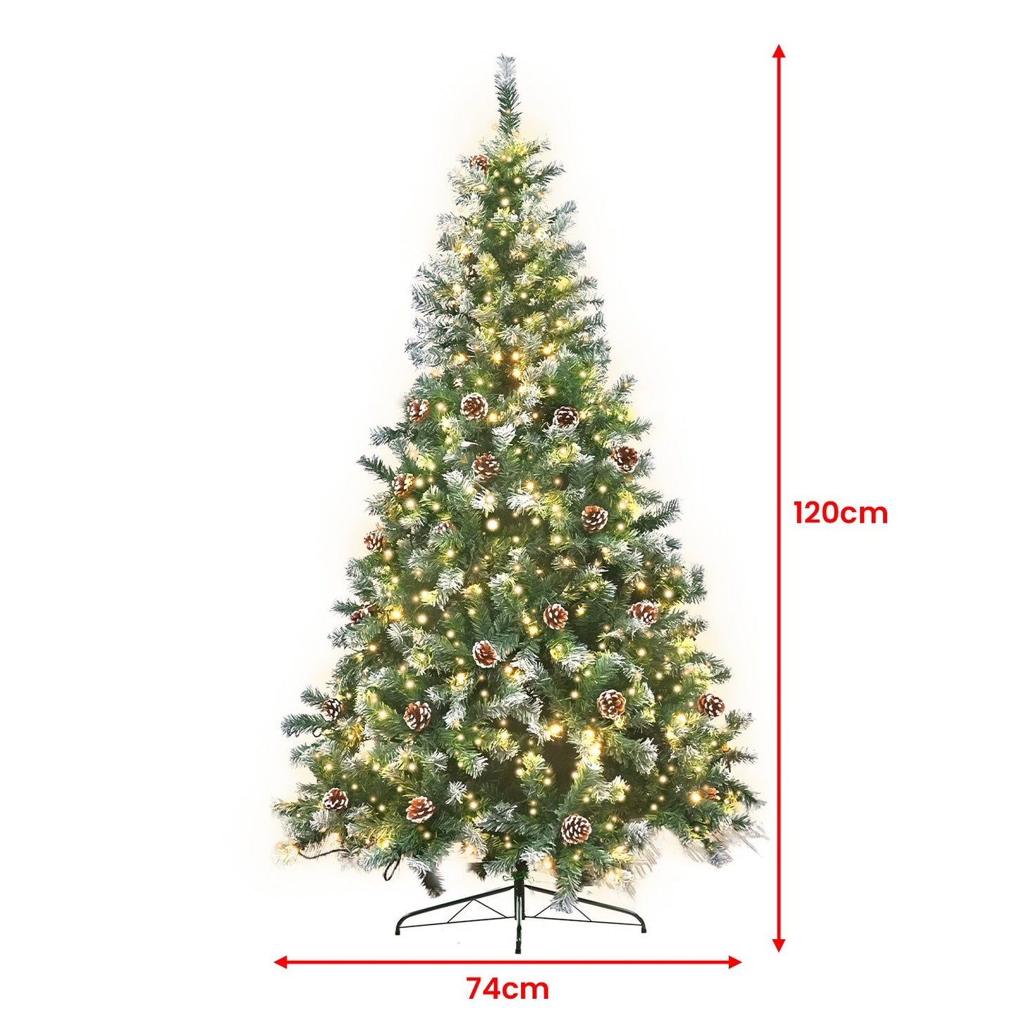 Christabelle 1.2m Pre Lit LED Christmas Tree Decor with Pine Cones Xmas Decorations-3