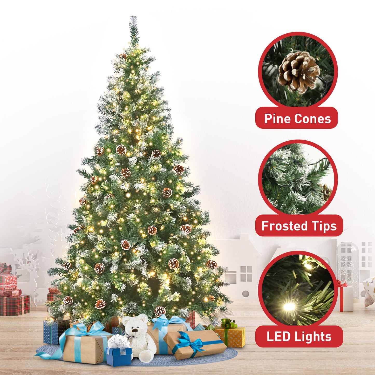 Christabelle 1.2m Pre Lit LED Christmas Tree Decor with Pine Cones Xmas Decorations-7