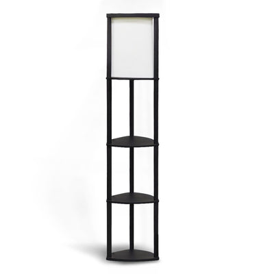 Sarantino Wood Etagere Floor Lamp in Tripod Shape 3 Wooden Shelves-0