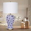 Sarantino Table Lamp Ceramic Floral Base Cotton Drum Shade-6