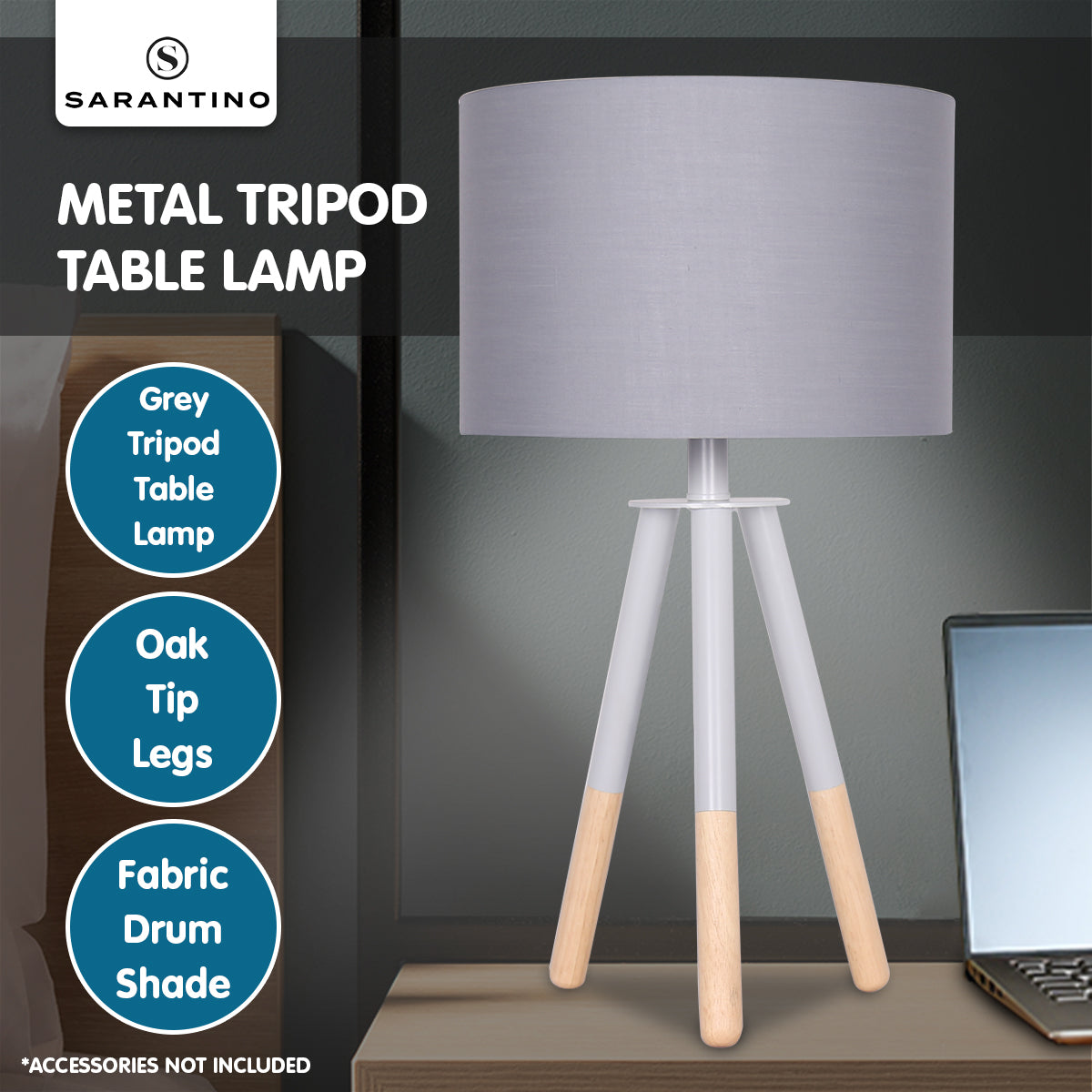 Sarantino Tripod Desk Lamp in Metal & Wood Nordic Minimalist Light-6