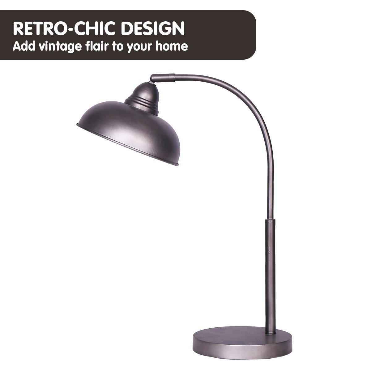 Sarantino Table Lamp Industrial Chic Adjustable Angle - Dark Grey-2