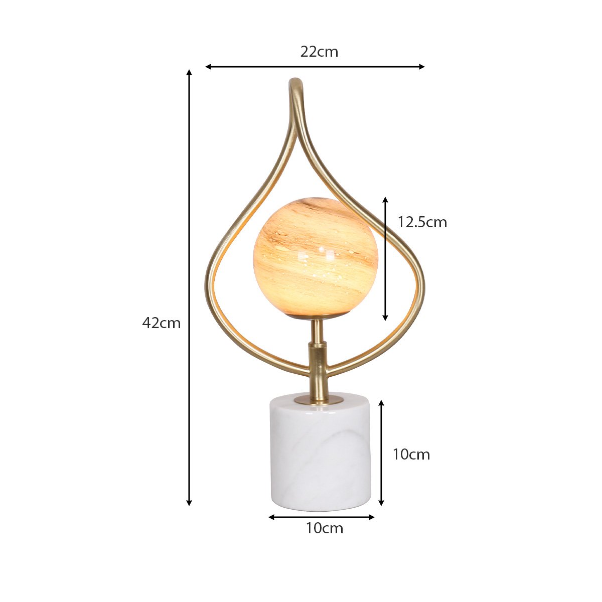 Sarantino Sculptural Orange Glass Table Lamp With White Marble Base-1