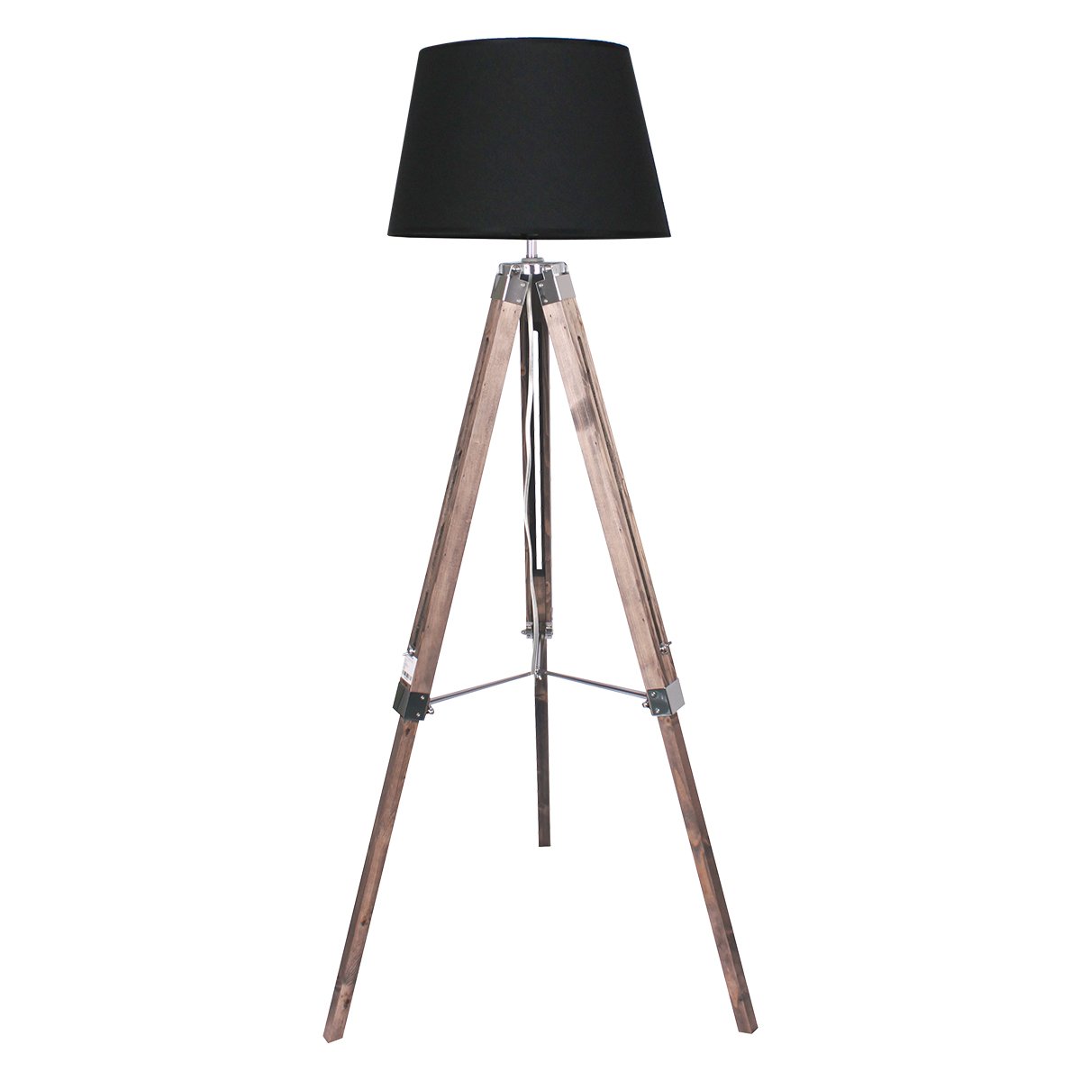 Sarantino Timber Tripod Floor Lamp Adjustable Height Taper Fabric-0