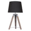 Sarantino Wooden Tripod Table Lamp With Black Taper Fabric Shade-0