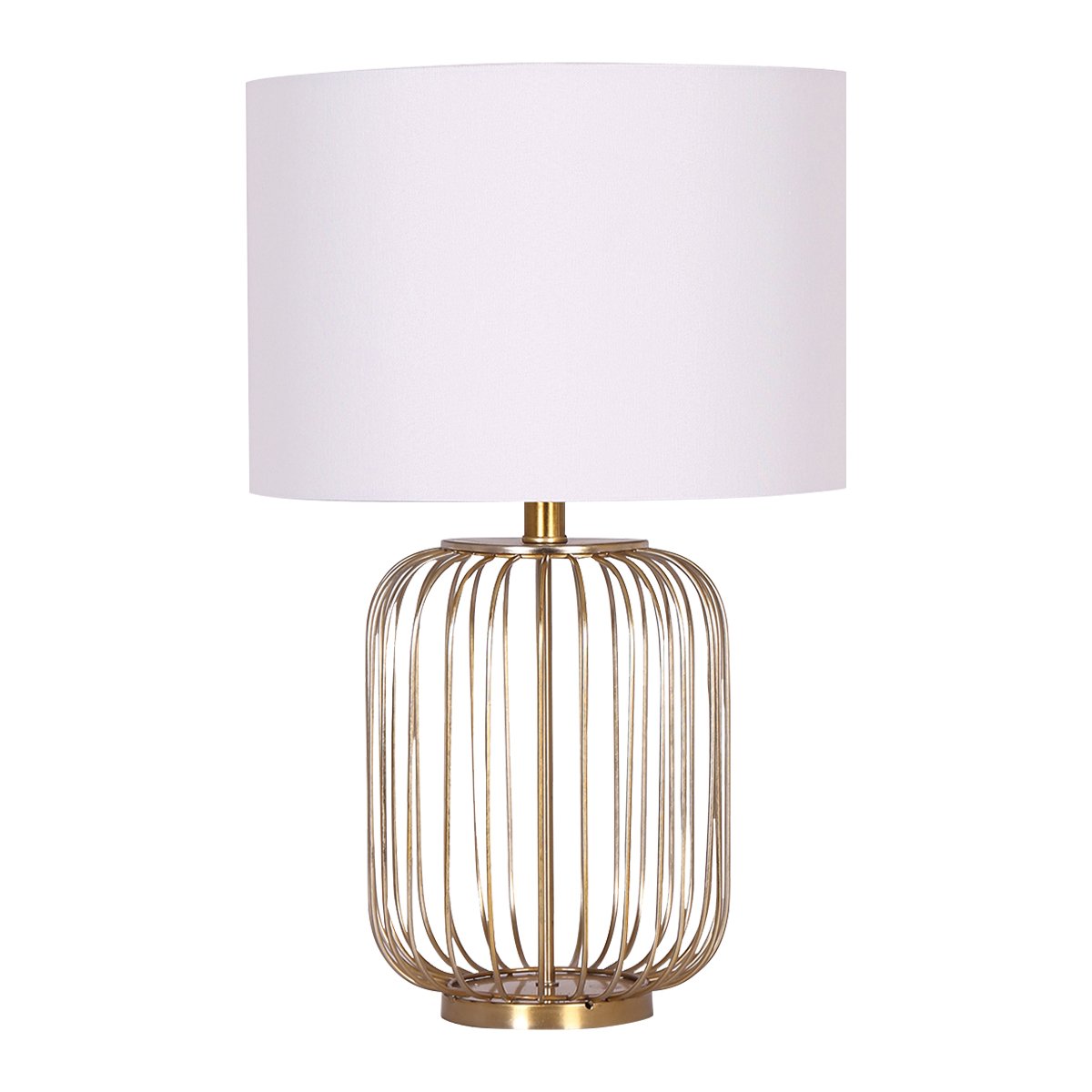 Sarantino Rose Gold Table Lamp with Linen Drum Shade-0