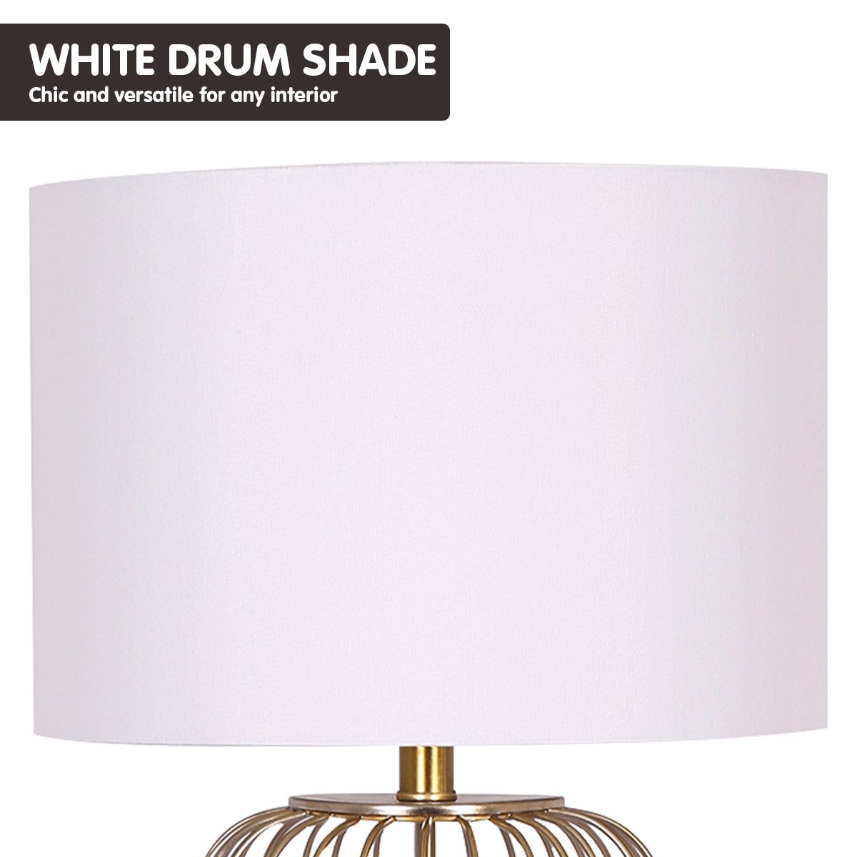 Sarantino Rose Gold Table Lamp with Linen Drum Shade-5