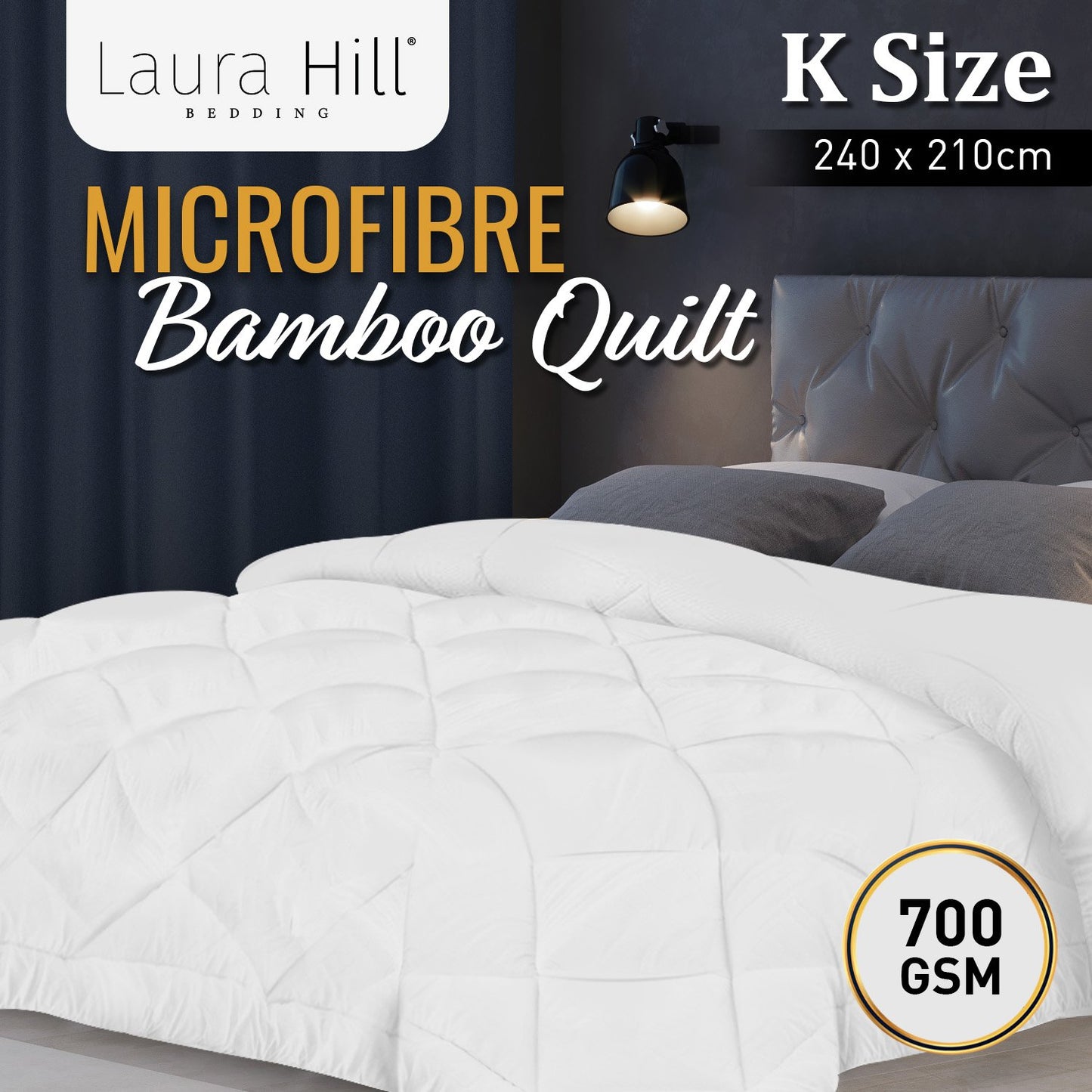 Laura Hill Microfibre Bamboo Comforter Quilt 700gsm - King-11