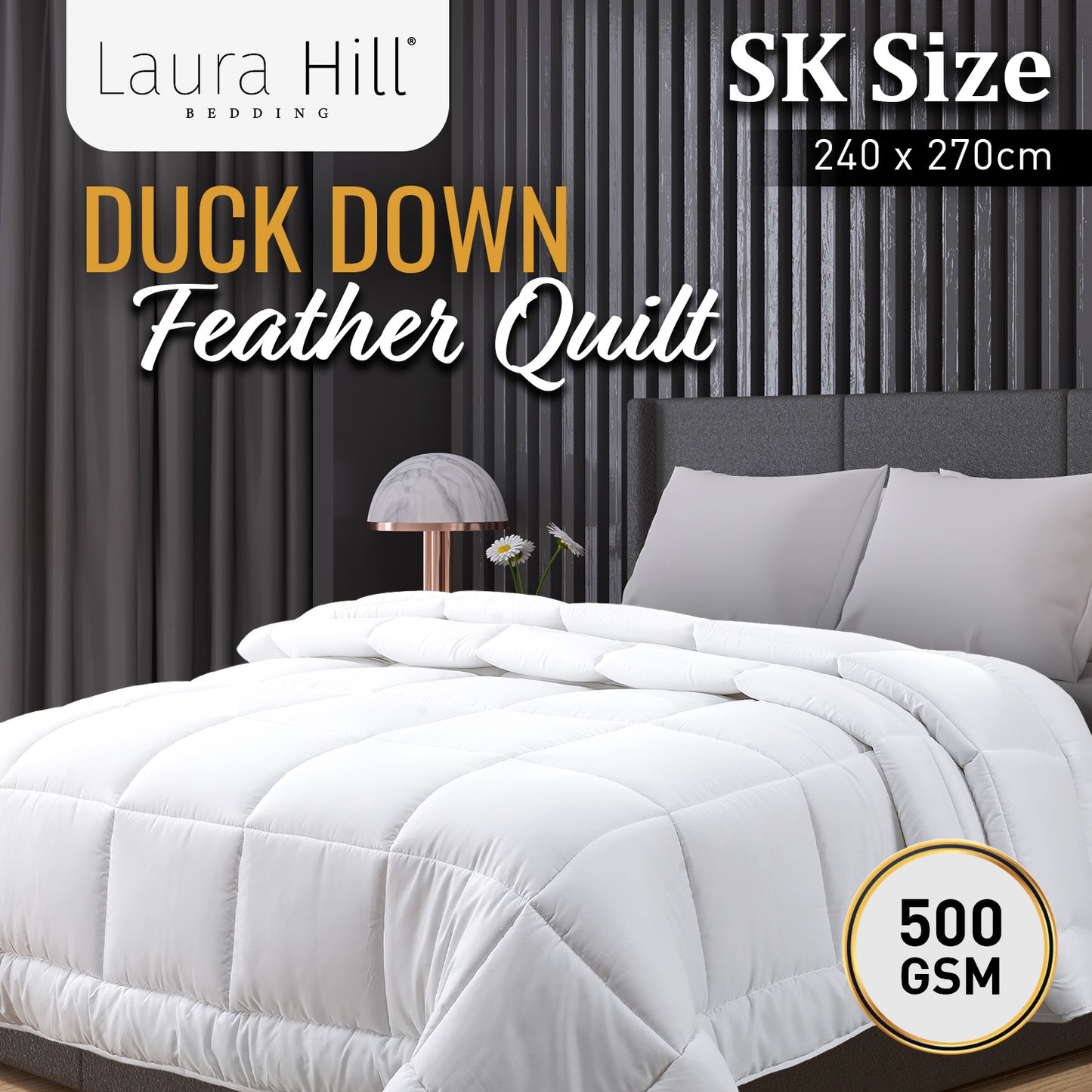 Laura Hill 500GSM Duck Down Feather Quilt Comforter Doona - Super King-3