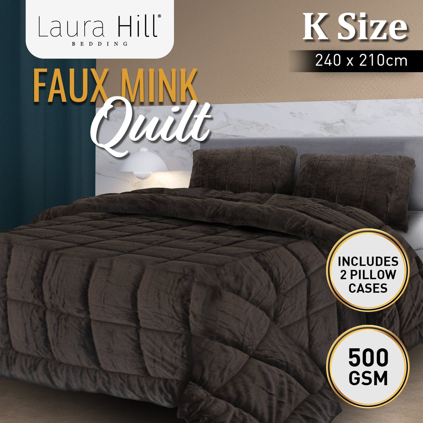 Laura Hill 500gsm Faux Mink Quilt Comforter - King-11