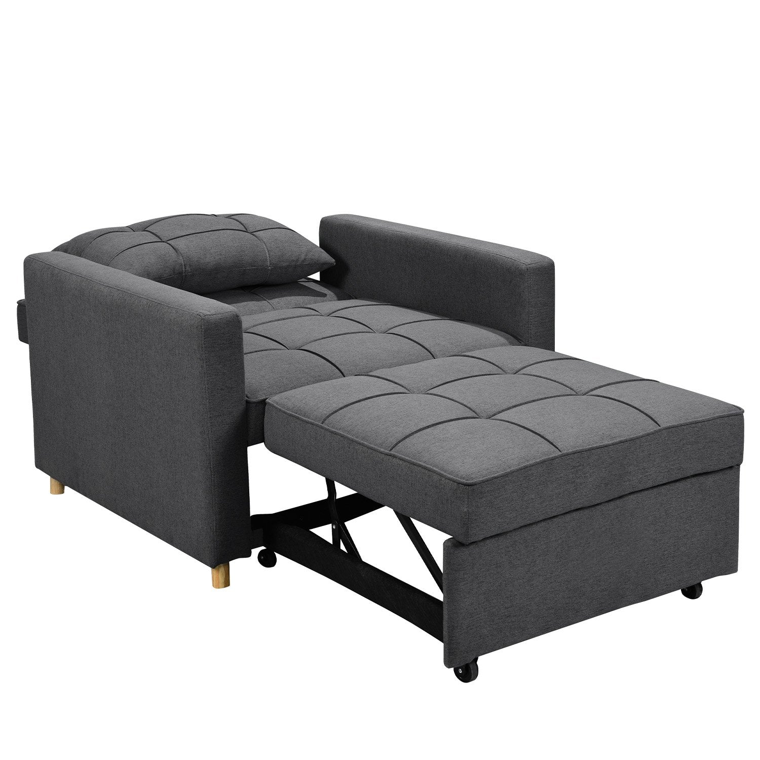 Sarantino Suri 3-in-1 Convertible Lounge Chair Bed - Dark Grey-1