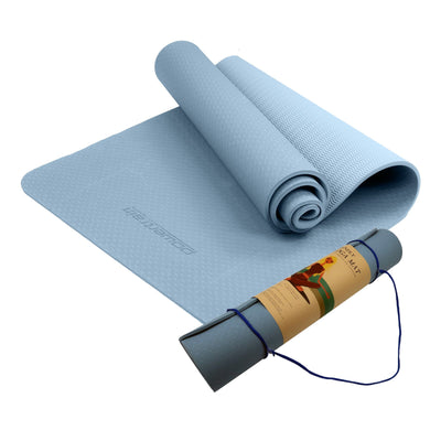 Powertrain Eco-friendly Dual Layer 6mm Yoga Mat | Sky Blue | Non-slip Surface And Carry Strap For Ultimate Comfort And Portability-0