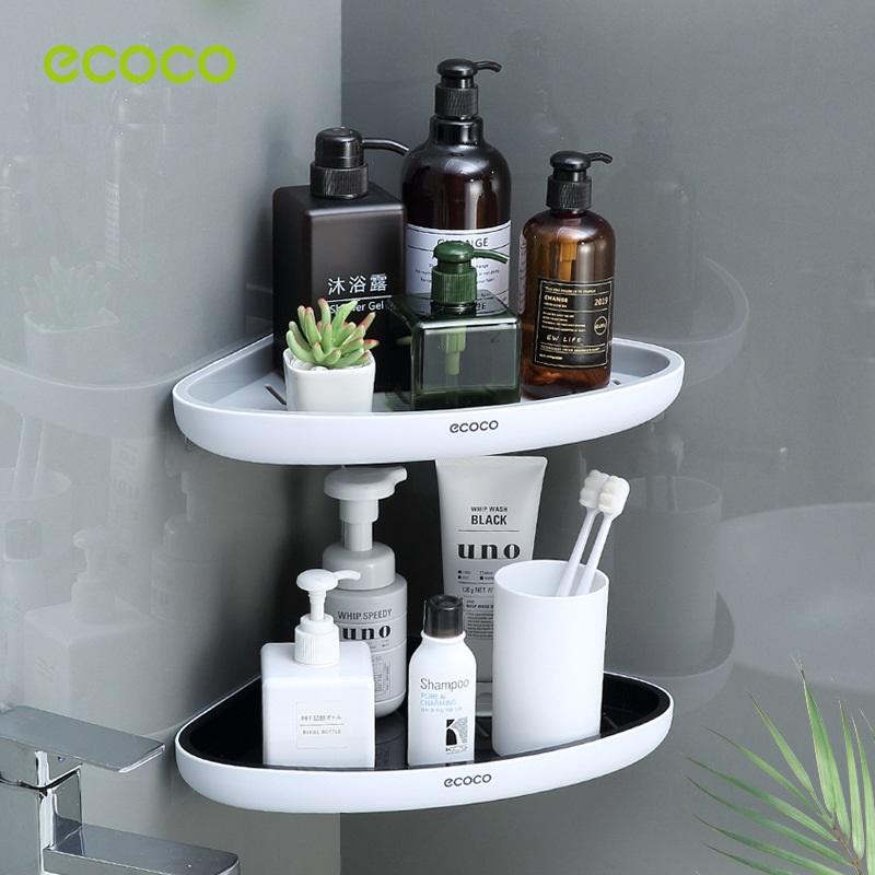 Ecoco Bathroom Corner Shower Shelf Corner Shower Caddy Shower Storage Organizer Wall Mounted for Bathroom, Kitchen, Toilet Black-4