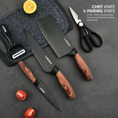 6 pieces Kitchen Knife Set Everich Chef Knives Stainless Steel Nonstick Scissor Cutting Board-1