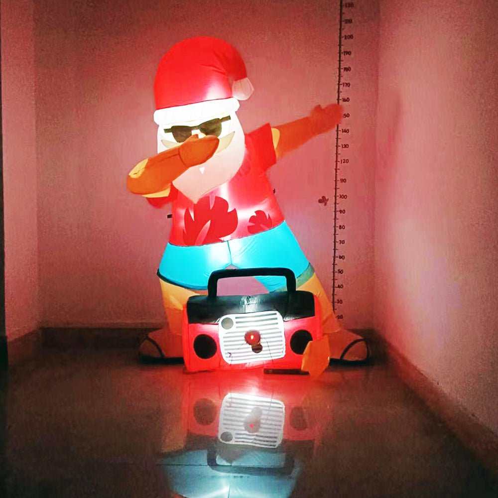 Radiant Christmas Lights Radio Xmas Inflatable Santa Beach Post 1.8m Height with Music-1