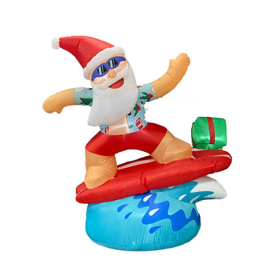 1.8m Inflatable Surfing Santa with LED Lights for Christmas Beach Decor-0