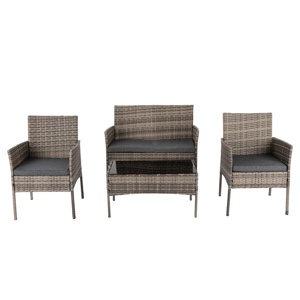 4 Seater Wicker Outdoor Lounge Set - Mixed Grey-2