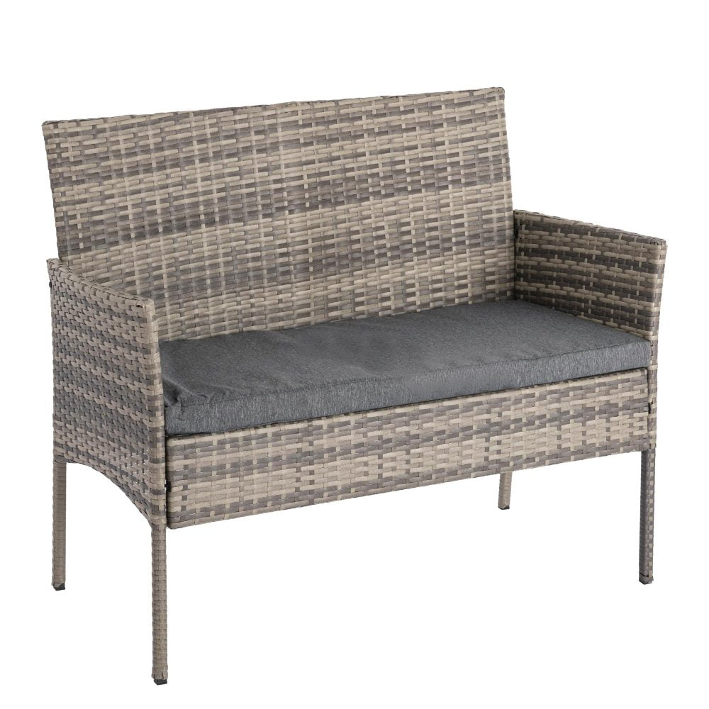 4 Seater Wicker Outdoor Lounge Set - Mixed Grey-4