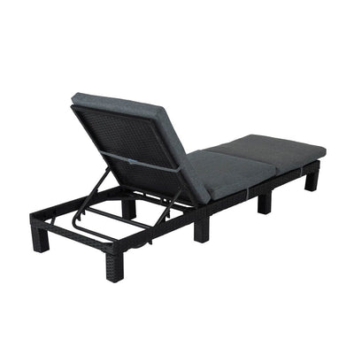 Black Rattan Sunbed with Adjustable Recline-1