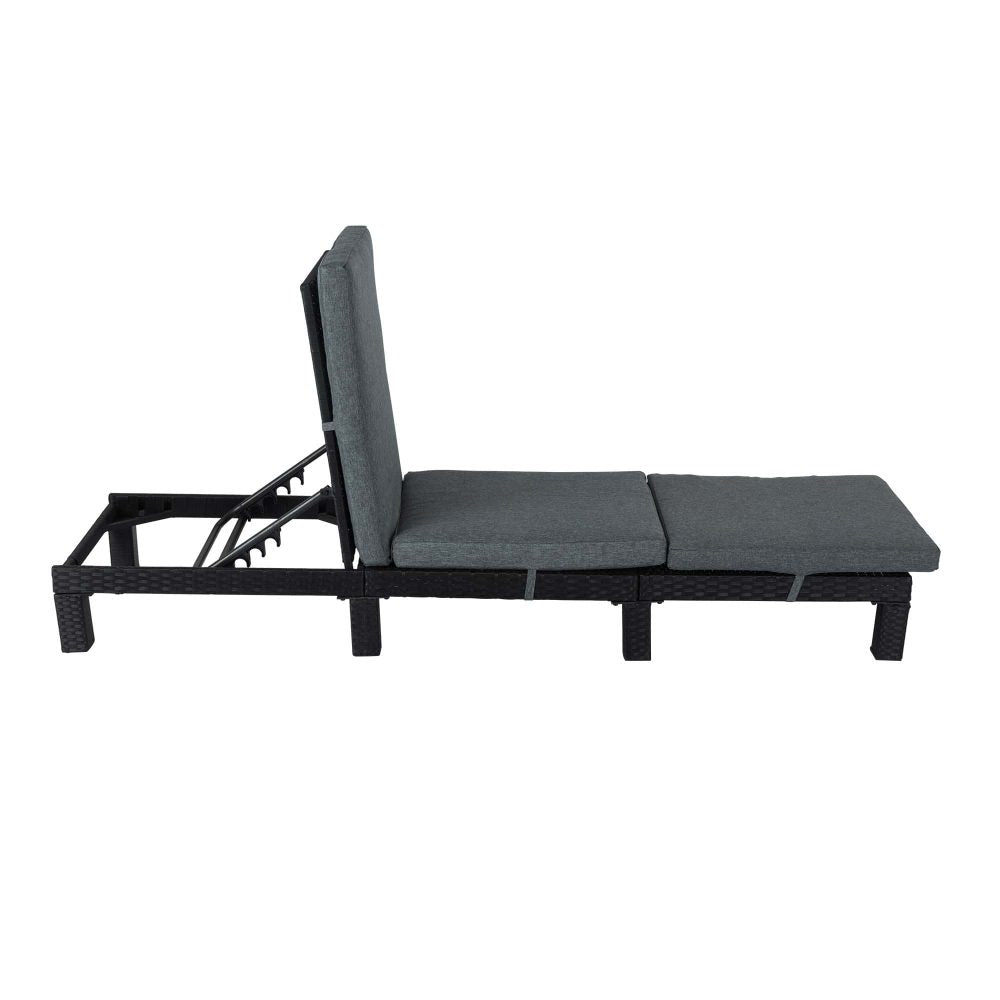 Black Rattan Sunbed with Adjustable Recline-2