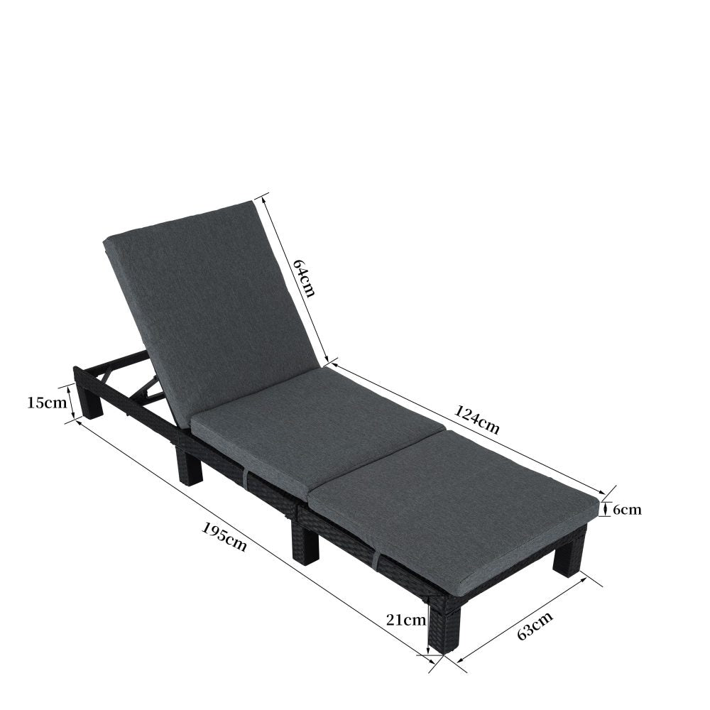 Black Rattan Sunbed with Adjustable Recline-5