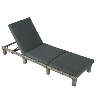 Grey Rattan Sunbed with Adjustable Recline-0