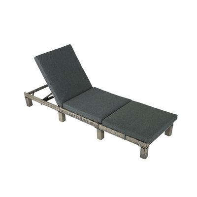 Grey Rattan Sunbed with Adjustable Recline-1