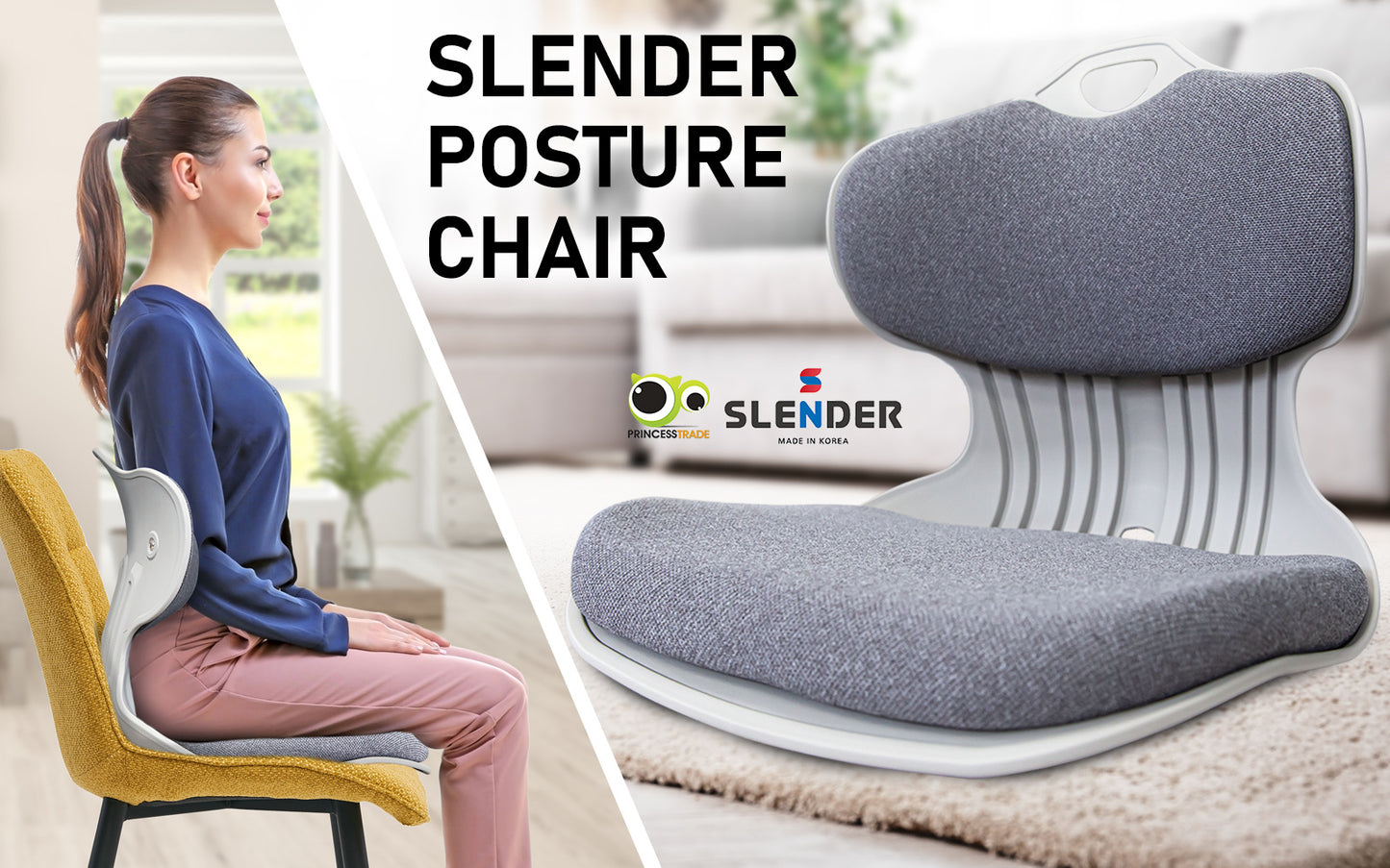 Slender Chair Posture Correction Seat Floor Lounge Padded Stackable GREY-1