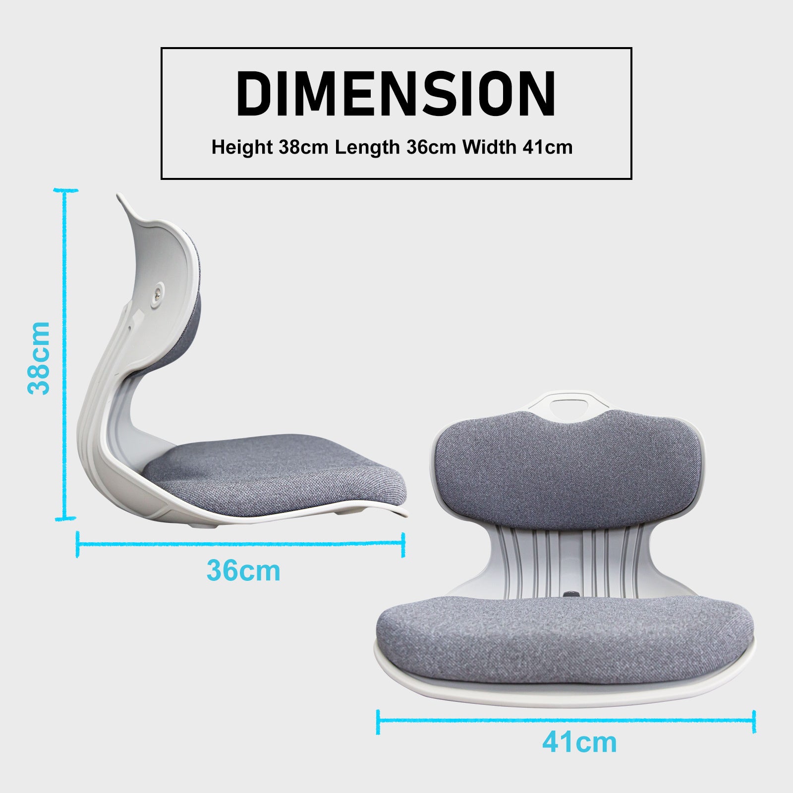 Slender Chair Posture Correction Seat Floor Lounge Padded Stackable GREY-11