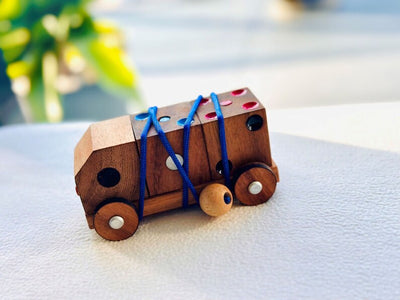 Toy wooden pull along pretend play toy truck with dice set-1