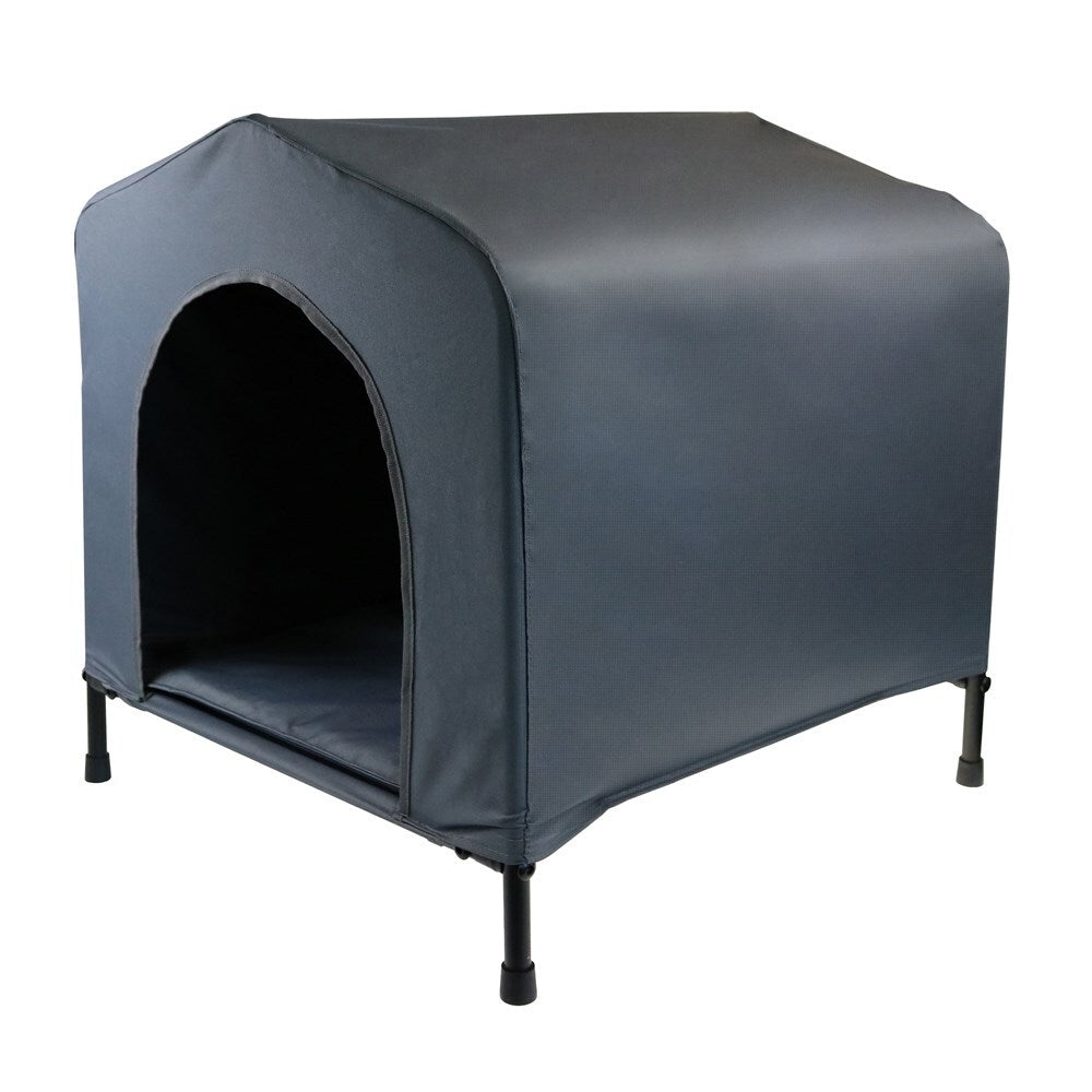 YES4PETS Grey M Portable Flea and Mite Resistant Dog Kennel House W Cushion-0