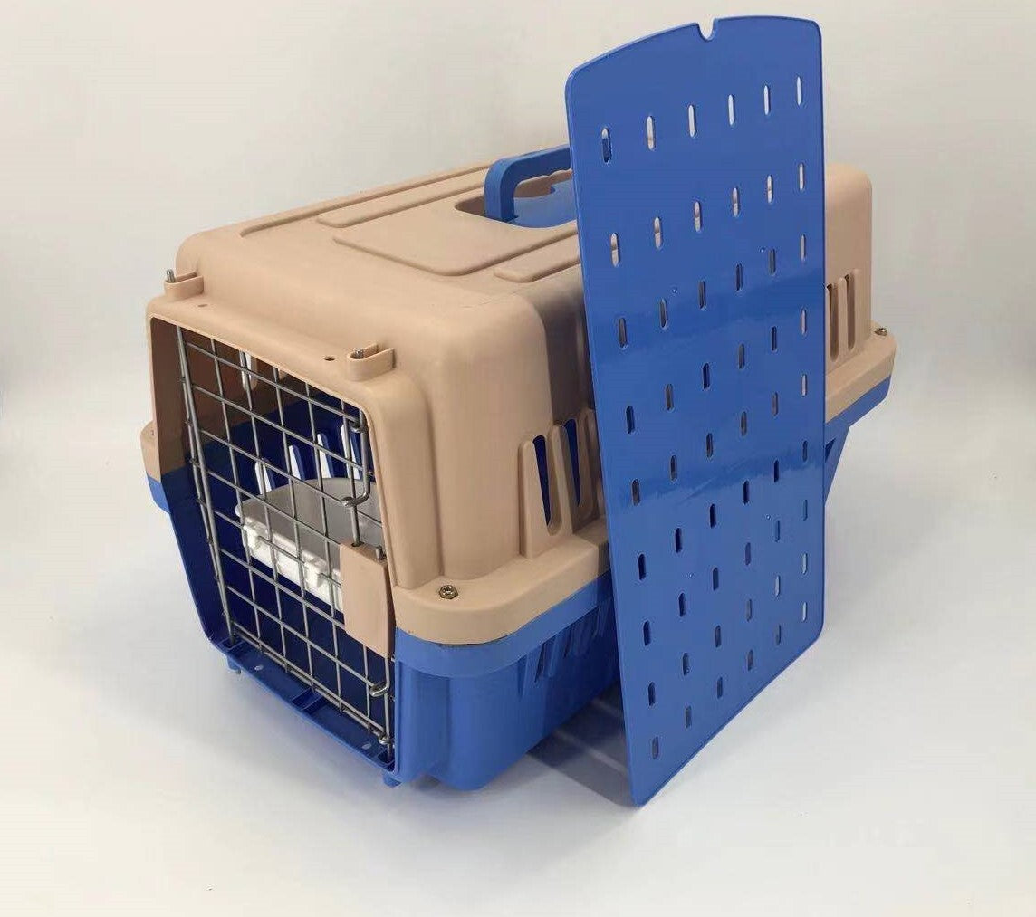 YES4PETS Medium Dog Cat Crate Pet Rabbit Carrier Airline Cage With Bowl & Tray-Blue-0