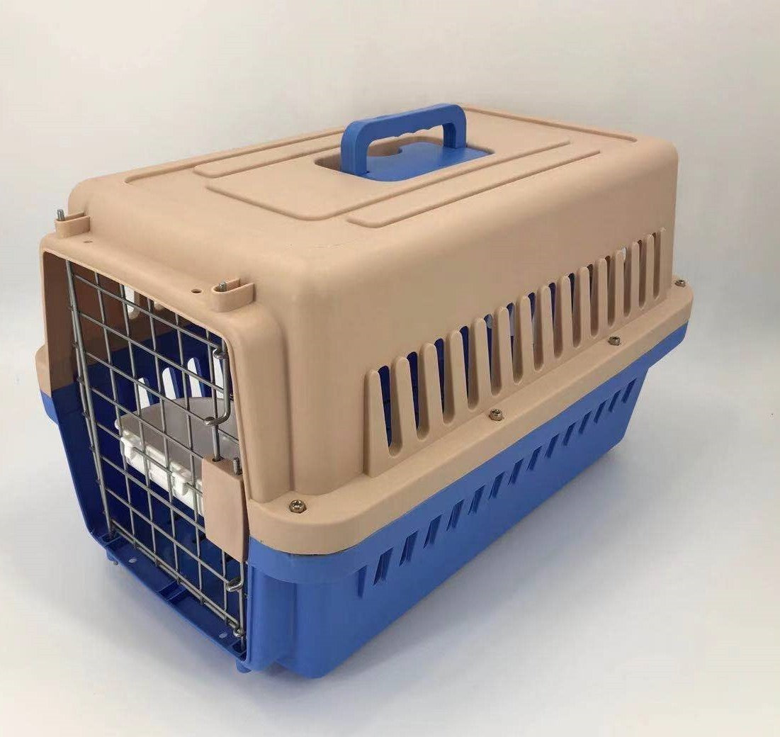 YES4PETS Medium Dog Cat Crate Pet Rabbit Carrier Airline Cage With Bowl & Tray-Blue-1