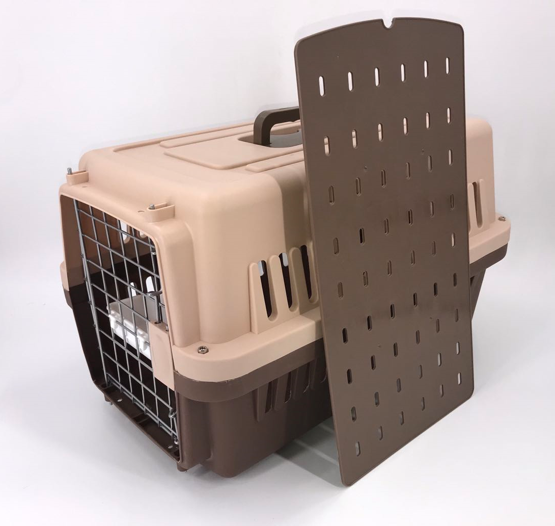 YES4PETS Medium Dog Cat Crate Pet Rabbit Carrier Airline Cage With Bowl & Tray-Brown-0