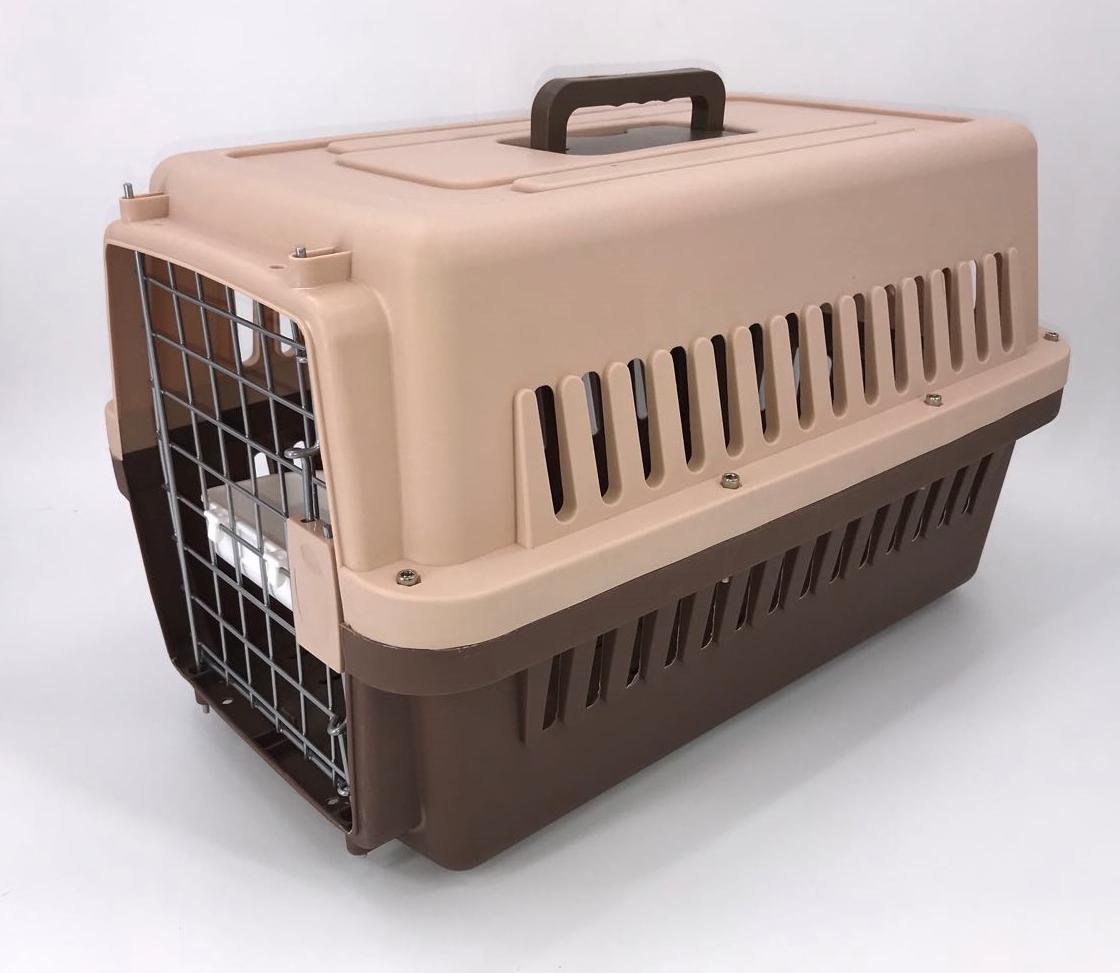 YES4PETS Medium Dog Cat Crate Pet Rabbit Carrier Airline Cage With Bowl & Tray-Brown-1