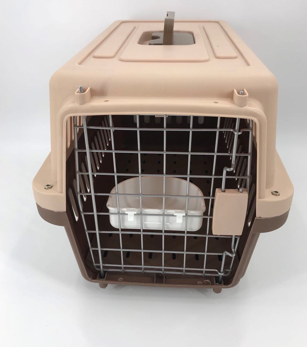 YES4PETS Medium Dog Cat Crate Pet Rabbit Carrier Airline Cage With Bowl & Tray-Brown-2