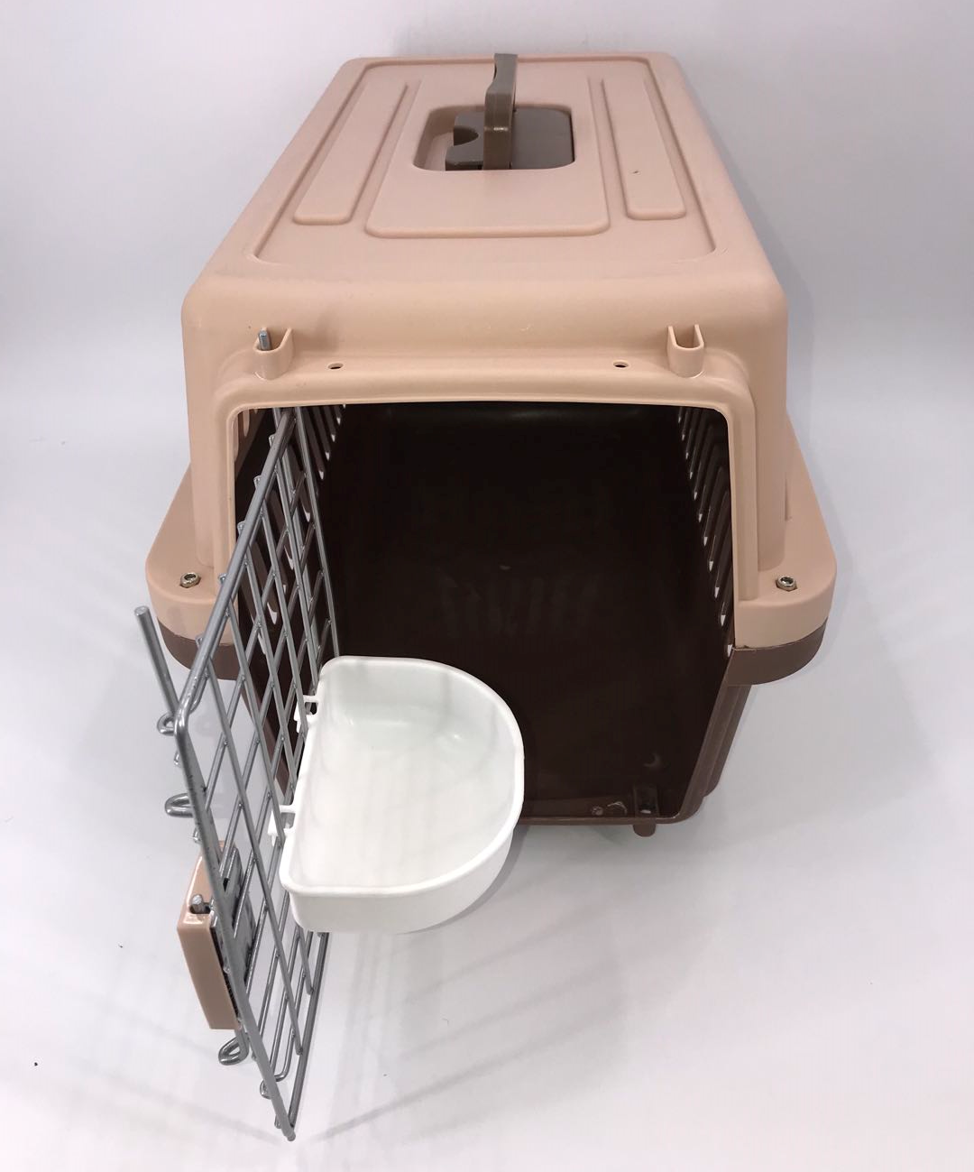 YES4PETS Medium Dog Cat Crate Pet Rabbit Carrier Airline Cage With Bowl & Tray-Brown-3