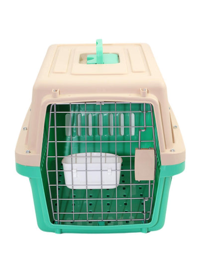 YES4PETS Medium Dog Cat Crate Pet Carrier Airline Cage With Bowl & Tray-Green-1