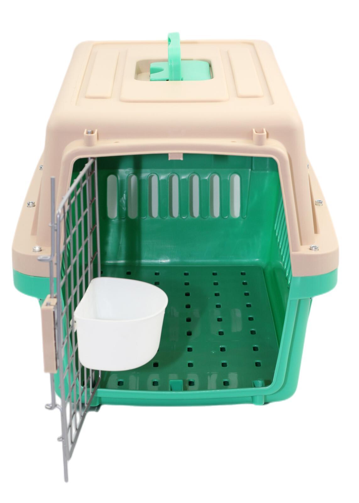 YES4PETS Medium Dog Cat Crate Pet Carrier Airline Cage With Bowl & Tray-Green-2