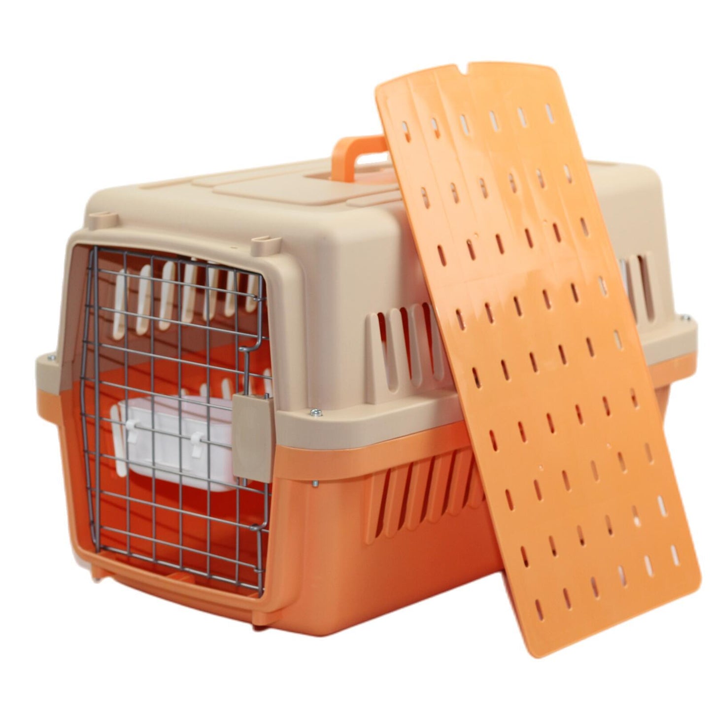 YES4PETS Medium Dog Cat Crate Pet Carrier Airline Cage With Bowl & Tray-Orange-0