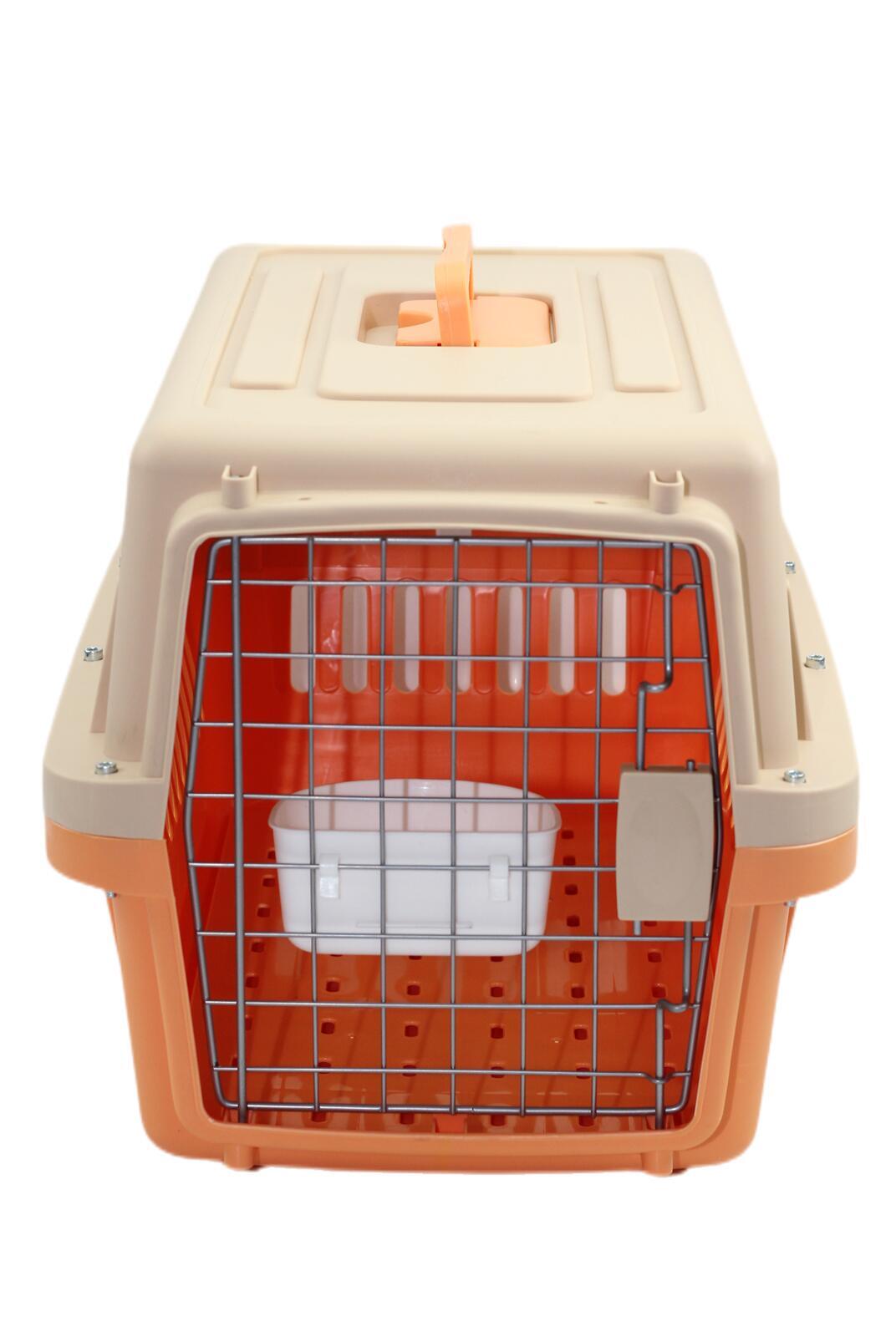 YES4PETS Medium Dog Cat Crate Pet Carrier Airline Cage With Bowl & Tray-Orange-2