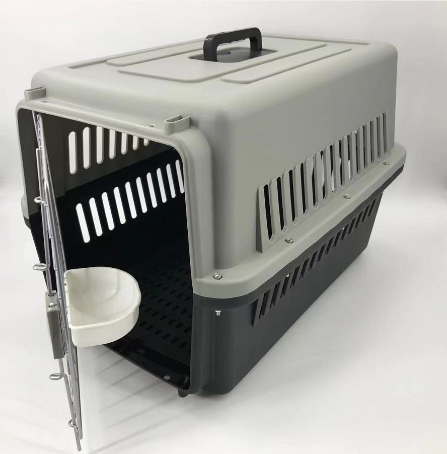 YES4PETS Large Dog Cat Crate Pet Carrier Rabbit Airline Cage With Tray, Bowl & Wheel Black-2