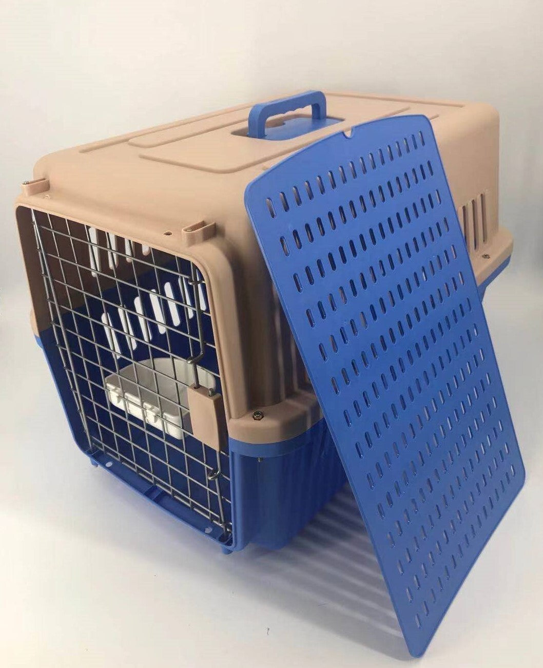 YES4PETS Large Dog Cat Crate Pet Carrier Rabbit Airline Cage With Tray And Bowl Blue-0