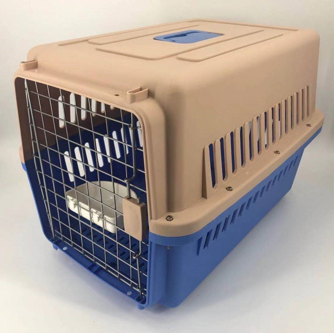 YES4PETS Large Dog Cat Crate Pet Carrier Rabbit Airline Cage With Tray And Bowl Blue-2