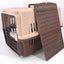 YES4PETS Large Airline Dog Cat Crate Pet Carrier Cage With Tray And Bowl Brown-0