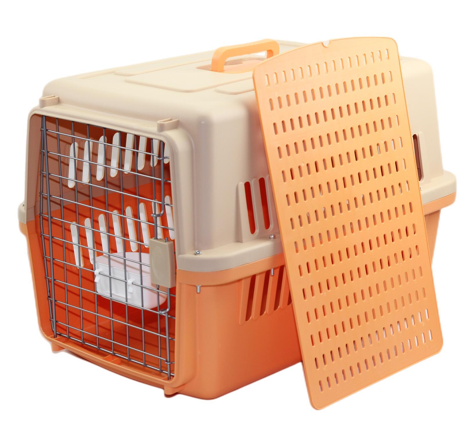 YES4PETS Large Dog Cat Crate Pet Carrier Rabbit Airline Cage With Tray And Bowl Orange-0