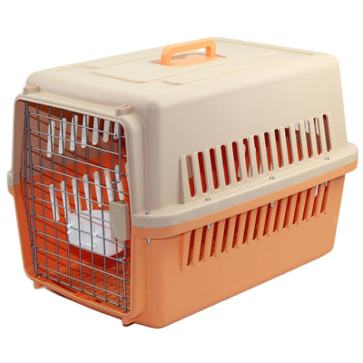 YES4PETS Large Dog Cat Crate Pet Carrier Rabbit Airline Cage With Tray And Bowl Orange-1