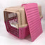 YES4PETS Large Dog Cat Crate Pet Carrier Airline Rabbit Cage With Tray And Bowl Pink-0